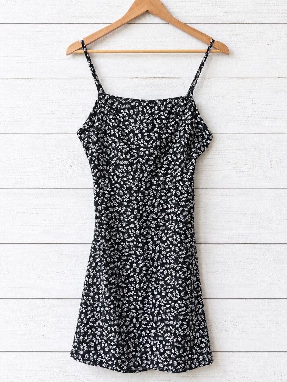 Black Floral Spaghetti Strap Dress Size L